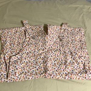 Floral denim overalls